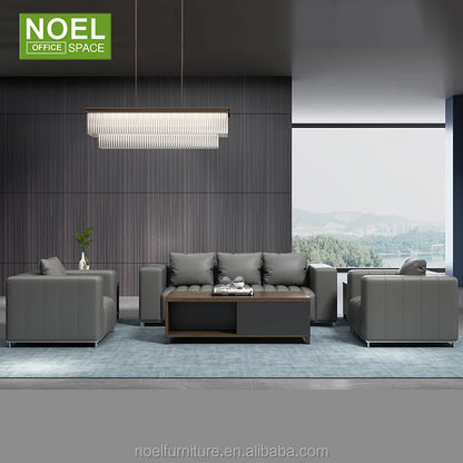 Office Executive Commercial Sofa Furniture Modern Leather Sofa with Wood Frame Modern Luxury Color Pu Leather High End Black