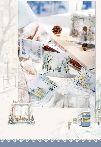 Mr. Paper, 10pcs/pack, Winter Landscape Large-sized PET Stickers, Decorative Collage Scrapbook, Photo Frame, Phone Case,notebook