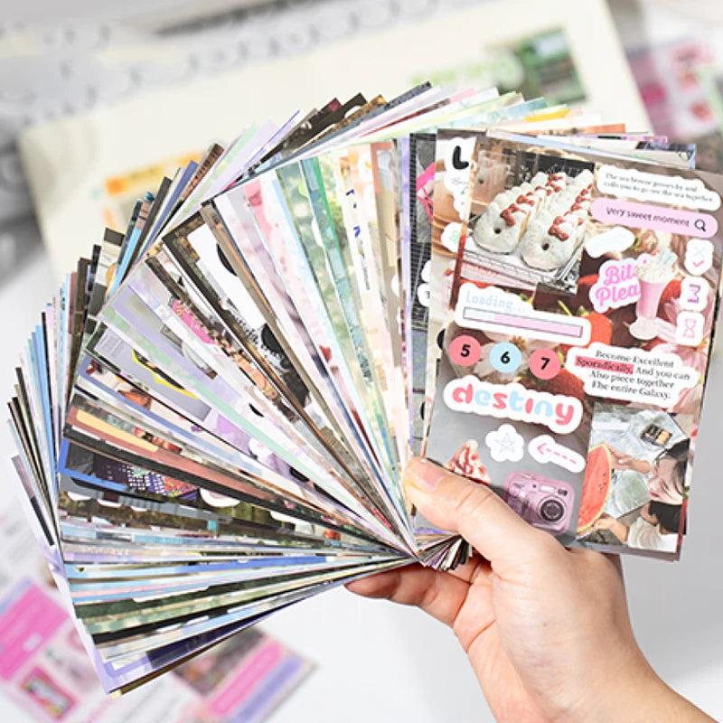 2Style 50Pcs/book Korean Style Cut Film Sticker Book DIY Handbook Envelope Seal Stickers Phone Case Scrapbook Photo Frame Diary