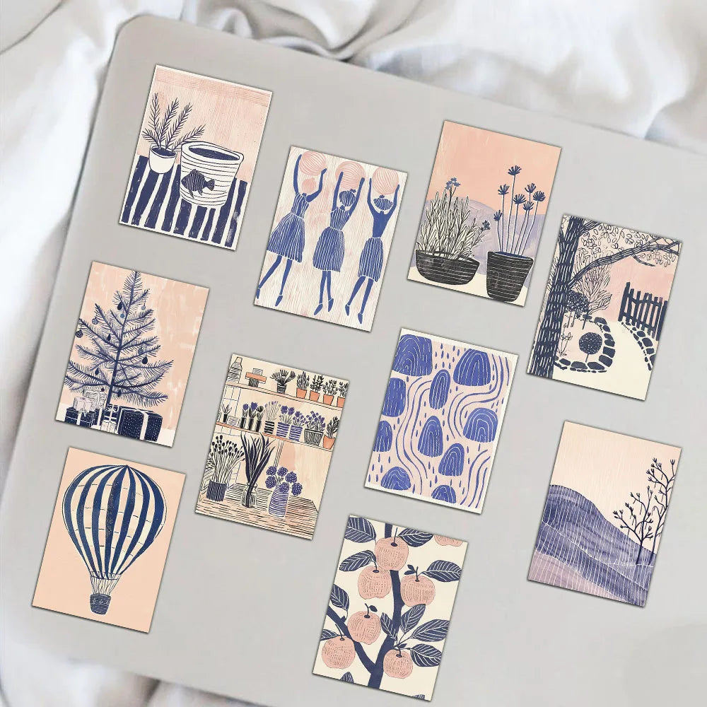 55PCS Abstract Art Illustrations Simple and Fresh Life Handbooks Notebook Phone Cases Photo Frame Vase Stickers