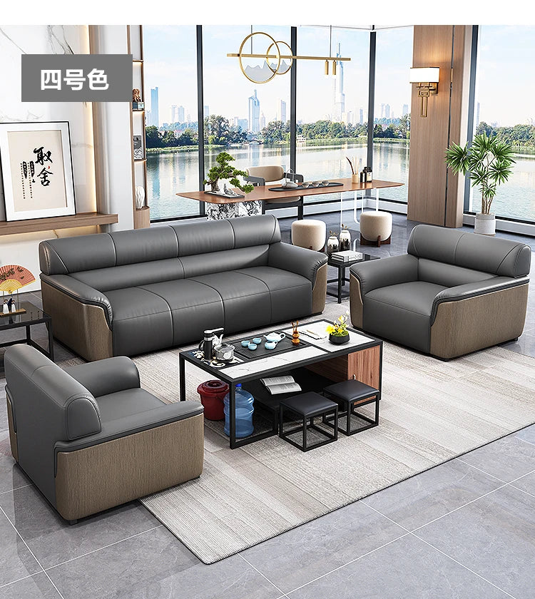 Office Sofa Business Simple Lounge Area New Chinese Style Reception Meeting Negotiation Three-person Coffee Table Combination