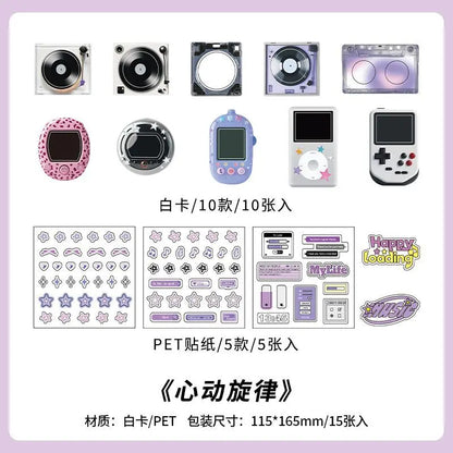 15Pcs/lot Y2K Cute Retro Paper Card Stickers Material Pack Decorative Journal Scrapbooking DIY Photo Frame Collage