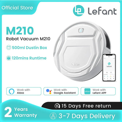 Lefant M210 Robot Vacuum Cleaner Super Slim App Control Strong Suction Self-Charging For Pet Hair Hard Floors Low Carpets