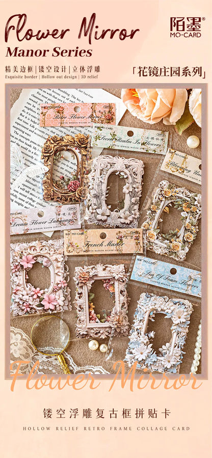 10Sheets/Bag Hollow Relief Retro Frame Collage Card European Flower Photo Frame Hand Account Decoration Material