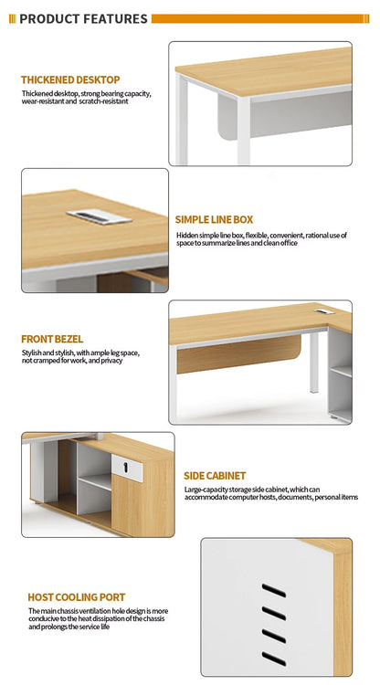Office Furniture Computer Counter L Shape Table Ceo Executive Desktop Table Office Desk And Cabinet Set  boss office desk