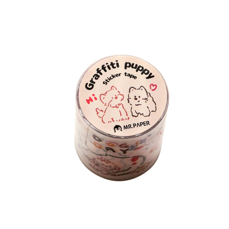 Mr Paper 2rolls/bag kawaii cat and dog diary series tape cute style handbook tape DIY diary photo frame phone case