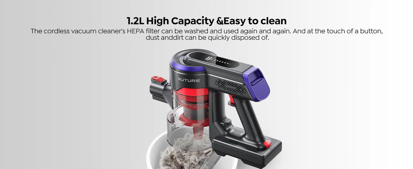 Buture JR400 38000Pa Cordless Vacuum Cleaner Handheld 450W With Touch Display Smart Home Appliance for Carpets Hair 55 Mins