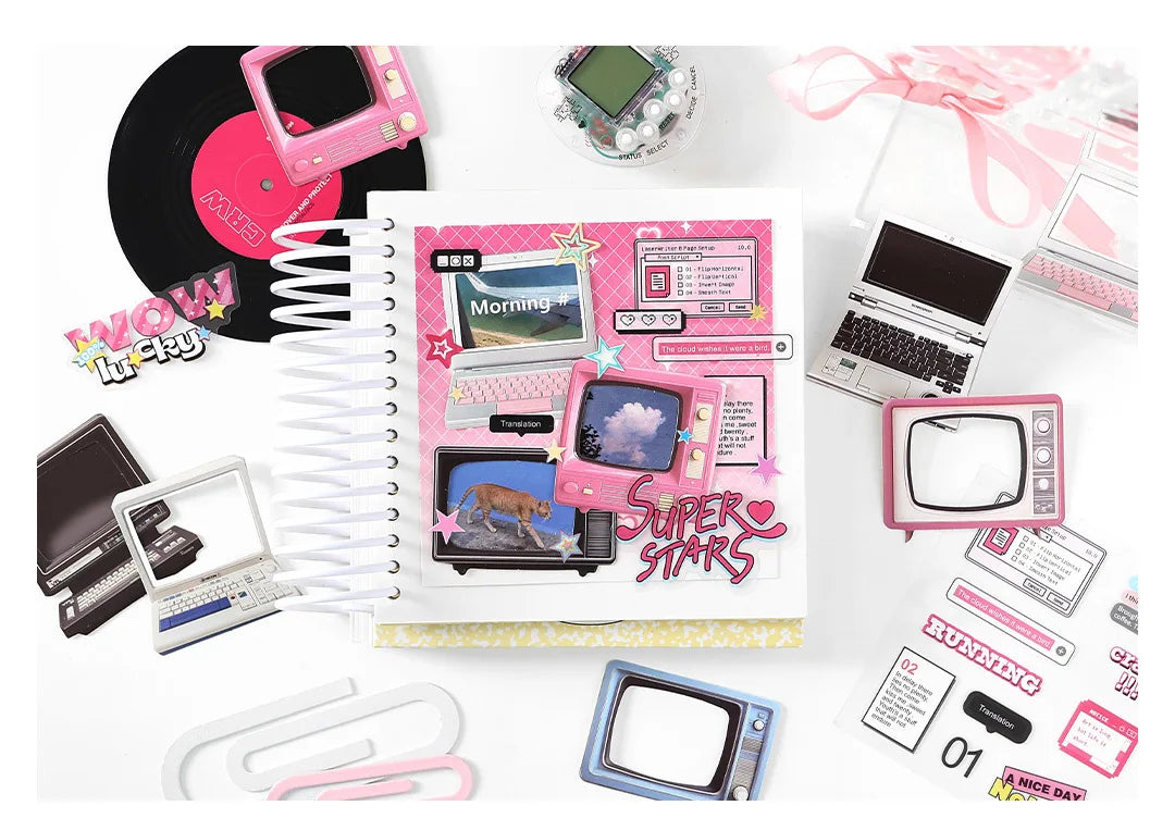 15Pcs/lot Y2K Cute Retro Paper Card Stickers Material Pack Decorative Journal Scrapbooking DIY Photo Frame Collage