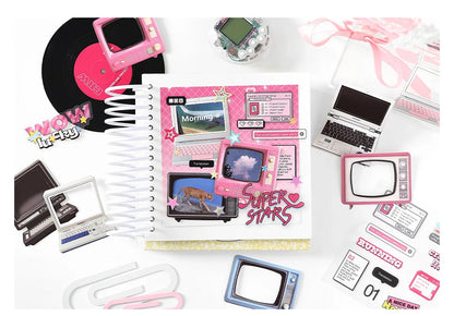 15Pcs/lot Y2K Cute Retro Paper Card Stickers Material Pack Decorative Journal Scrapbooking DIY Photo Frame Collage