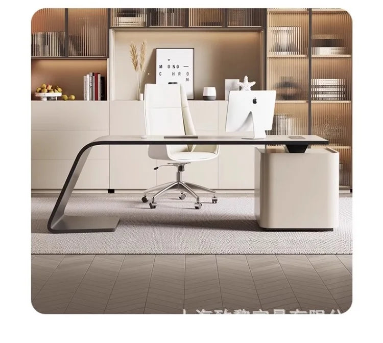 Boss's Desk, Baked Paint Craftsmanship, Office Desk, Modern and Simple Atmosphere, High-end Creative Desk, Light Luxury Style