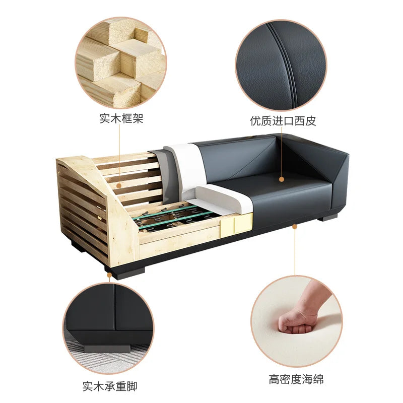 Office Sofa Simple Modern Three-person Minimalist Office Sofa Leisure Meeting Business Reception Coffee Table Combination