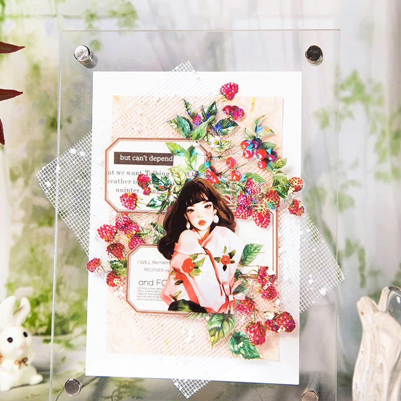 6Style 20Pcs/bag Fruit Full of Branches Series Shell Light Stickers Creative Material DIY Handbook Scrapbook Photo Frame