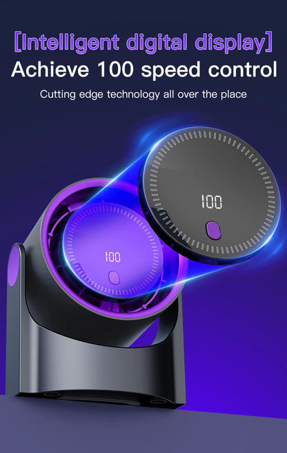 2025 Portable Wall Hanging Fan Digital Display Desktop Fan 100 Wind Speeds  Rechargeable Office Home Electric Mini Fans