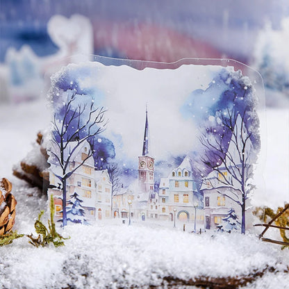 Mr. Paper 6Style 10Pcs/bag Winter Landscape Theme Large Size PET Stickers DIY Handbook Scrapbook Photo Frame Calendar Decoration