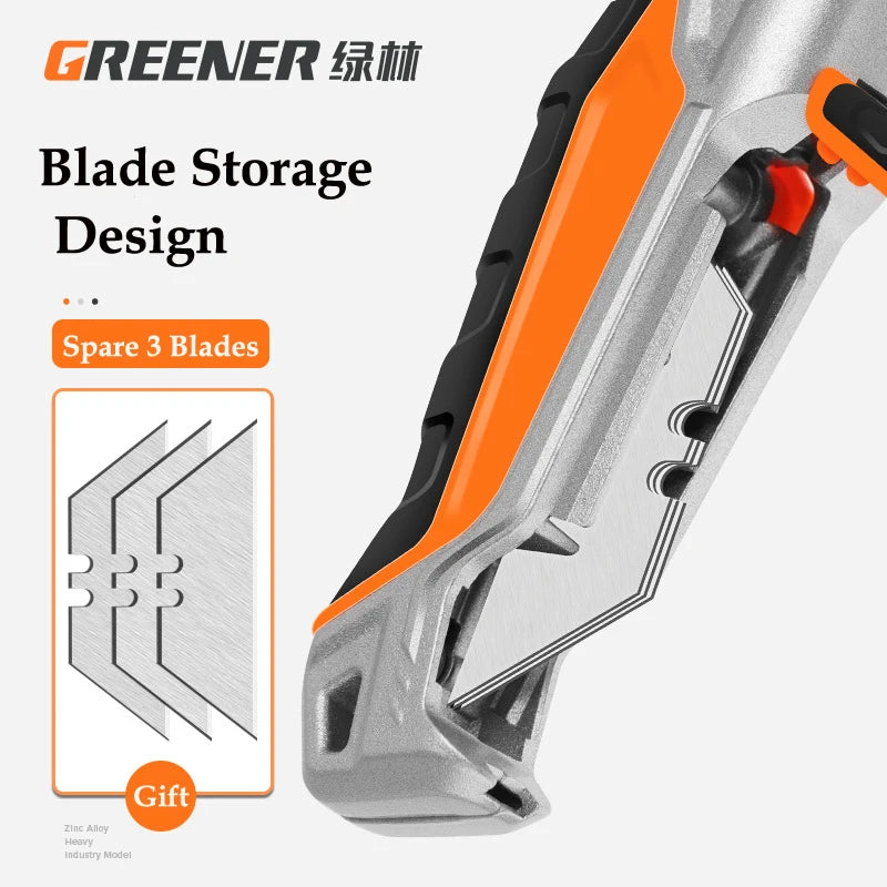 Greener Folding Zinc Alloy Heavy Duty Box Cutter Multifunctional Thickening Tool Wallpaper Utility Knife Paper Cutting