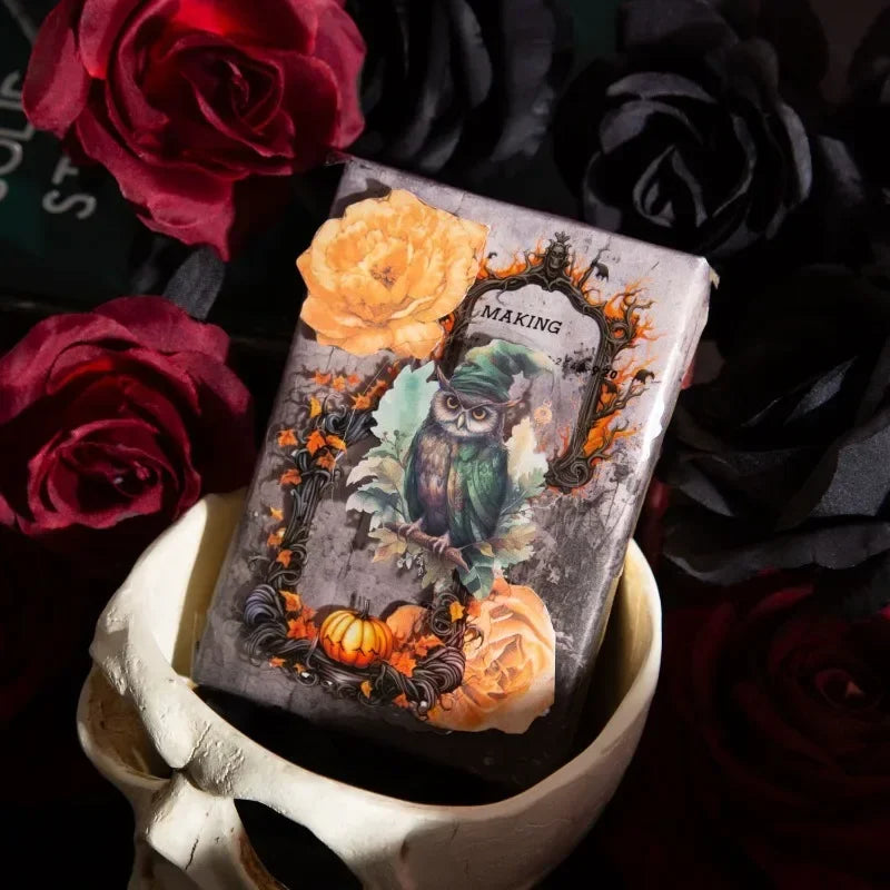 15Pieces PET Sticker Shadow Night Dark Gothic Photo Frame Black Winged Rose Stickers School Supplies Scrapbook 140*90mm