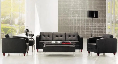 European Luxury  Black Office Sectional Modern Leather Sofa