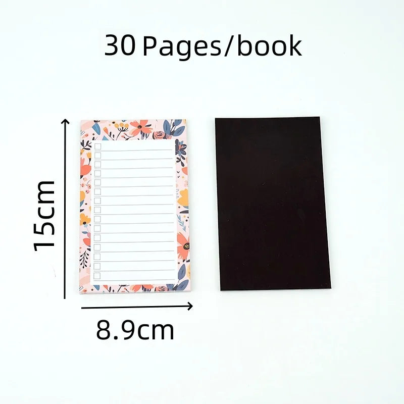 1pc Floral Pattern Magnetic Fridge Notepad, Portable Tear-off Magnetic Memo Pad, Shopping List, Home Kitchen Office Planner