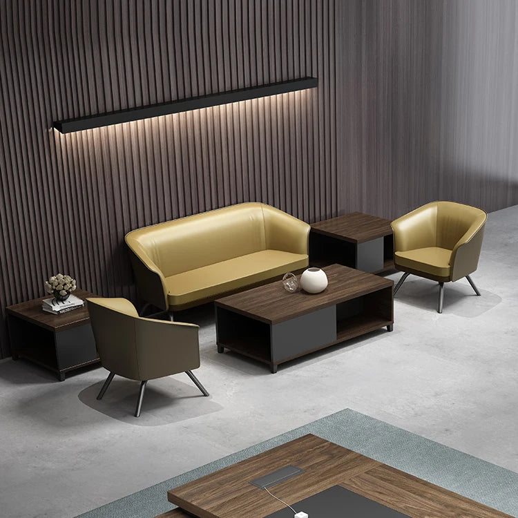 Office Executive Commercial Sofa Furniture Modern Leather Sofa with Wood Frame Modern Luxury Color Pu Leather High End Black