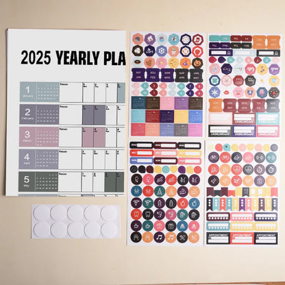 New 2025 English Wall Calendar Single Sheet Annual Wall Hanging Calendar Blank Gird Memo Daily Planner Simple Room Decoration