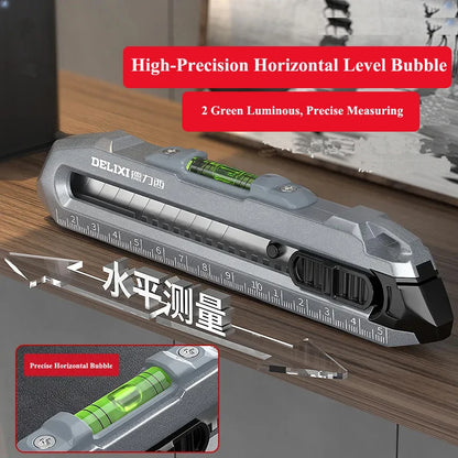 Multifunctional Utility Knife with Ruler and Level High Quality Cutting Tool Heavy-Duty All Steel Thickened Wallpaper Knife