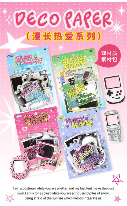 15Pcs/lot Y2K Cute Retro Paper Card Stickers Material Pack Decorative Journal Scrapbooking DIY Photo Frame Collage