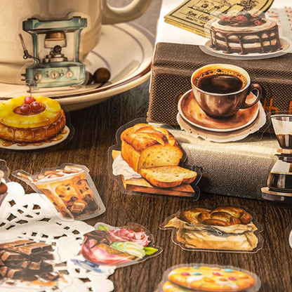 4Style 50Pcs/bag Afternoon Cafe Theme Box Set Stickers Creative Material Decoration DIY Handbook Scrapbook Photo Frame Glasses