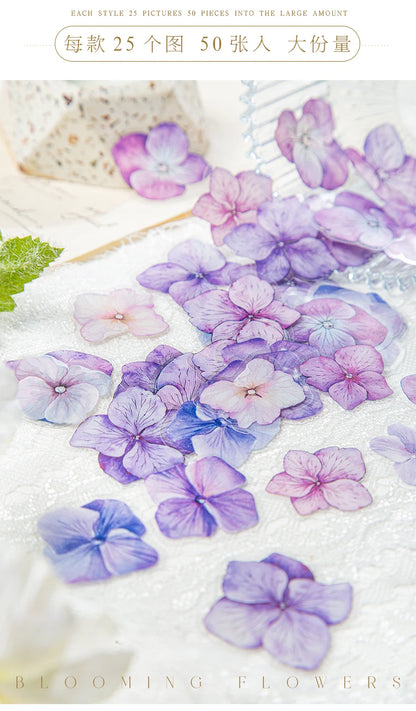 Yoofun 50pcs/lot Creative PET Flower Stickers for Gift Card Photo Frame Journal Scrapbooking Decoration Label Stationery