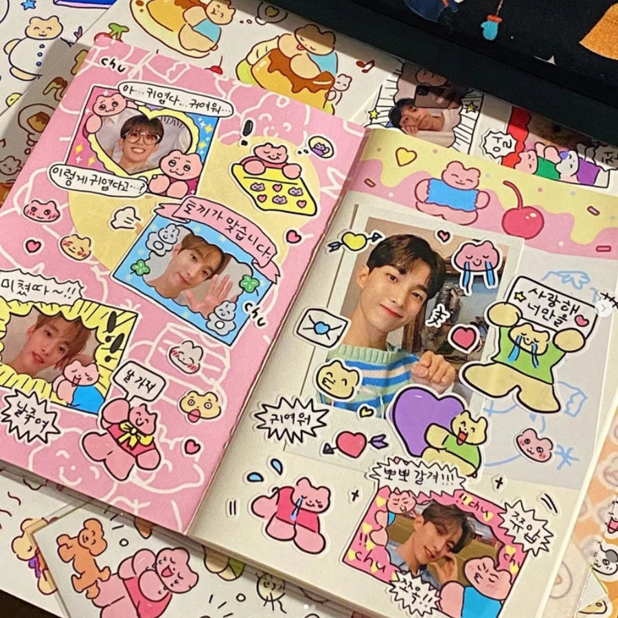 Korean Cute Kawaii Graffiti Style Photo Frame Stickers Girl Photo Star Card Photo Album Diary DIY Decorative Cartoon Stickers