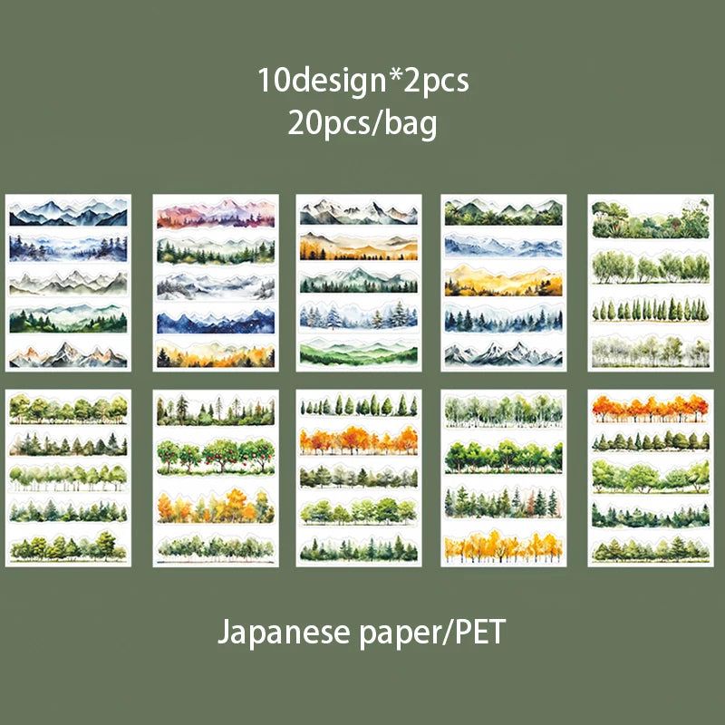 Mr. Paper 4Style 20Pcs/bag Into Nature Series Landscaping Sticker Book DIY Handbook Scrapbook Phone Case Photo Frame Calendar