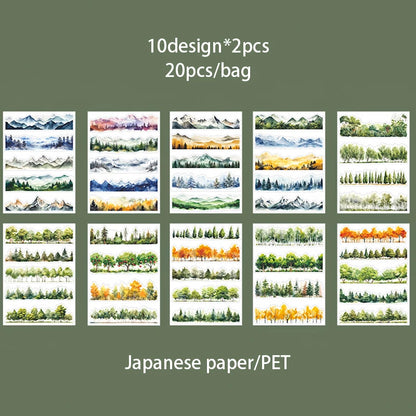 Mr. Paper 4Style 20Pcs/bag Into Nature Series Landscaping Sticker Book DIY Handbook Scrapbook Phone Case Photo Frame Calendar