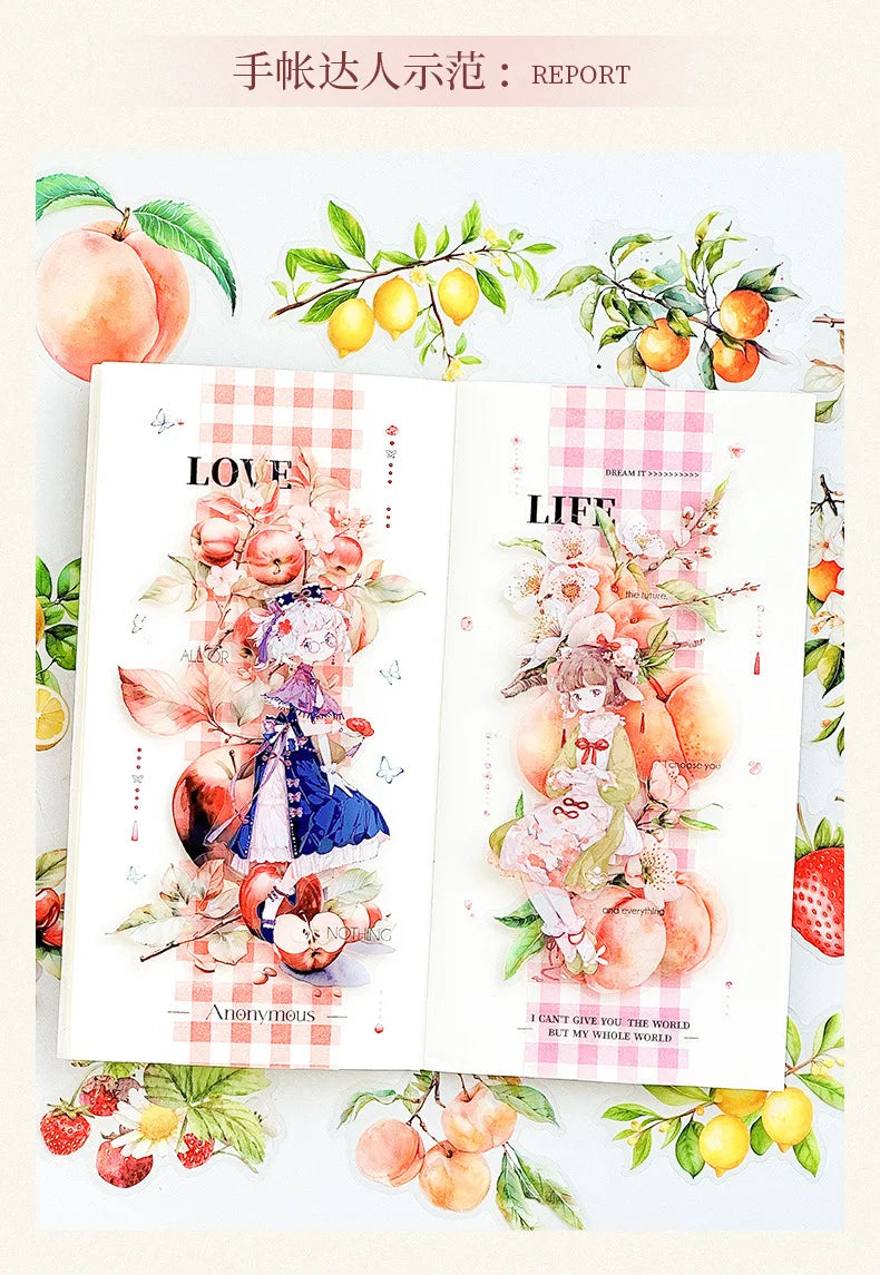 Mr. Paper10pcs/pack Strawberry PET Sticker Pack Fruit Sticker Decoration Scrapbook Photo Frame phone Case laptop Phone Case Gift
