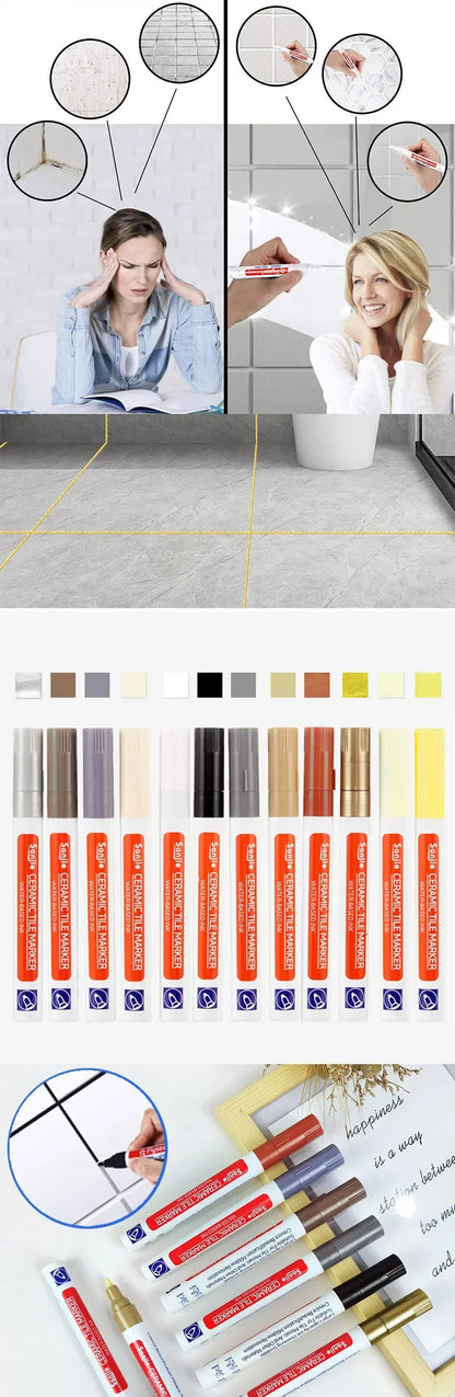 Ceramic Tile Sewing Pen Kitchen Bathroom Wall Floor Tile Special Gap Color Pen Repair Anti-Mold Waterproof Sewing Agent Pen Hook