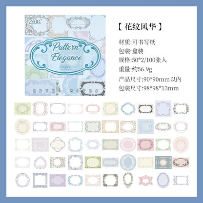 Mr. Paper, Retro Writing Bordered Message Paper, Scrapbook Supplies, Desktop Message, Decorative Notebook Photo Frame 100pcs