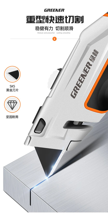 Greener Folding Zinc Alloy Heavy Duty Box Cutter Multifunctional Thickening Tool Wallpaper Utility Knife Paper Cutting
