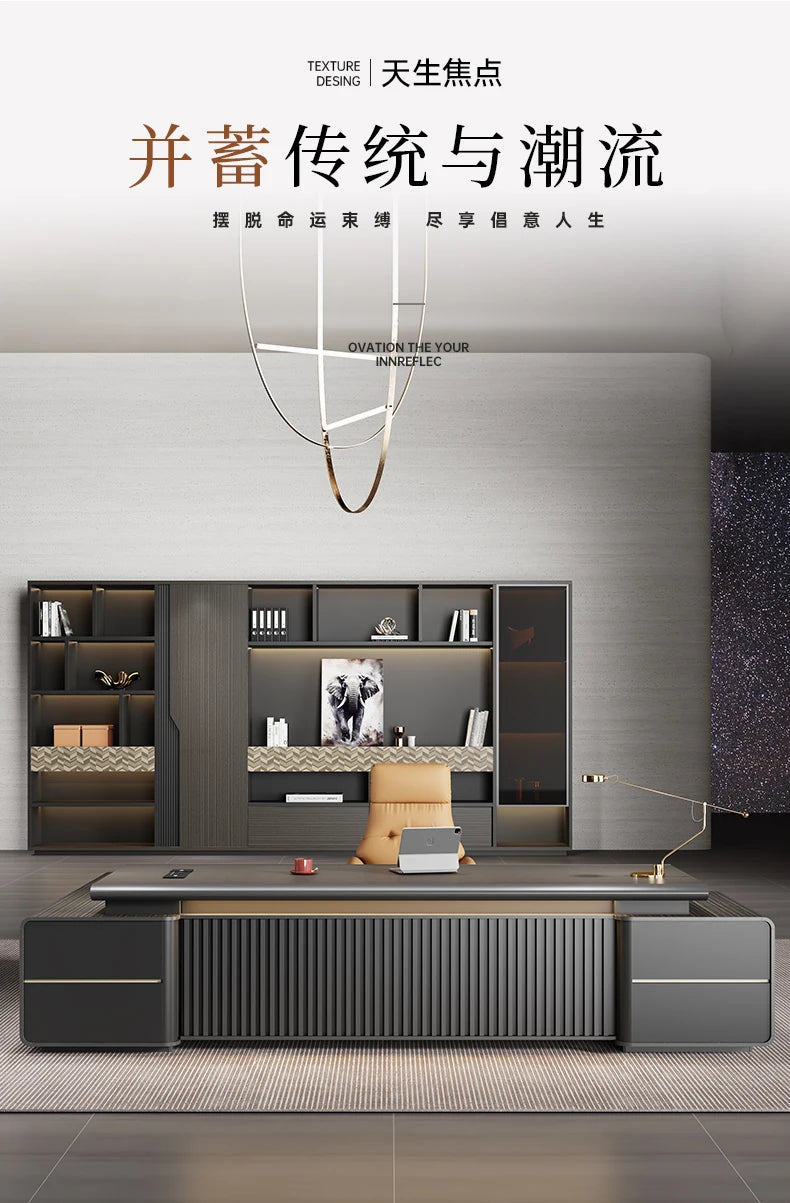 Office Desk, Simple And Modern Manager Executive Desk, Painted Light Luxury Large Class Office Desk