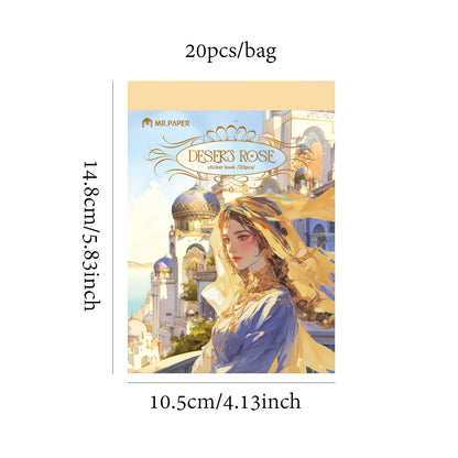 Mr. Paper 4Style 20Pcs/bag Desert Rose Series Sticker Book DIY Handbook Decoration Scrapbook Album Photo Frame Calendar Phone