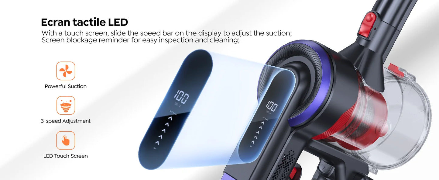 Buture JR400 38000Pa Cordless Vacuum Cleaner Handheld 450W With Touch Display Smart Home Appliance for Carpets Hair 55 Mins