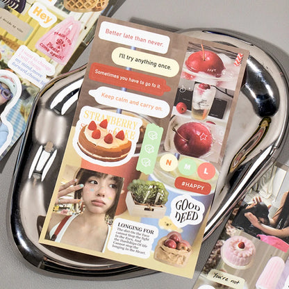 2Style 50Pcs/book Korean Style Cut Film Sticker Book DIY Handbook Envelope Seal Stickers Phone Case Scrapbook Photo Frame Diary