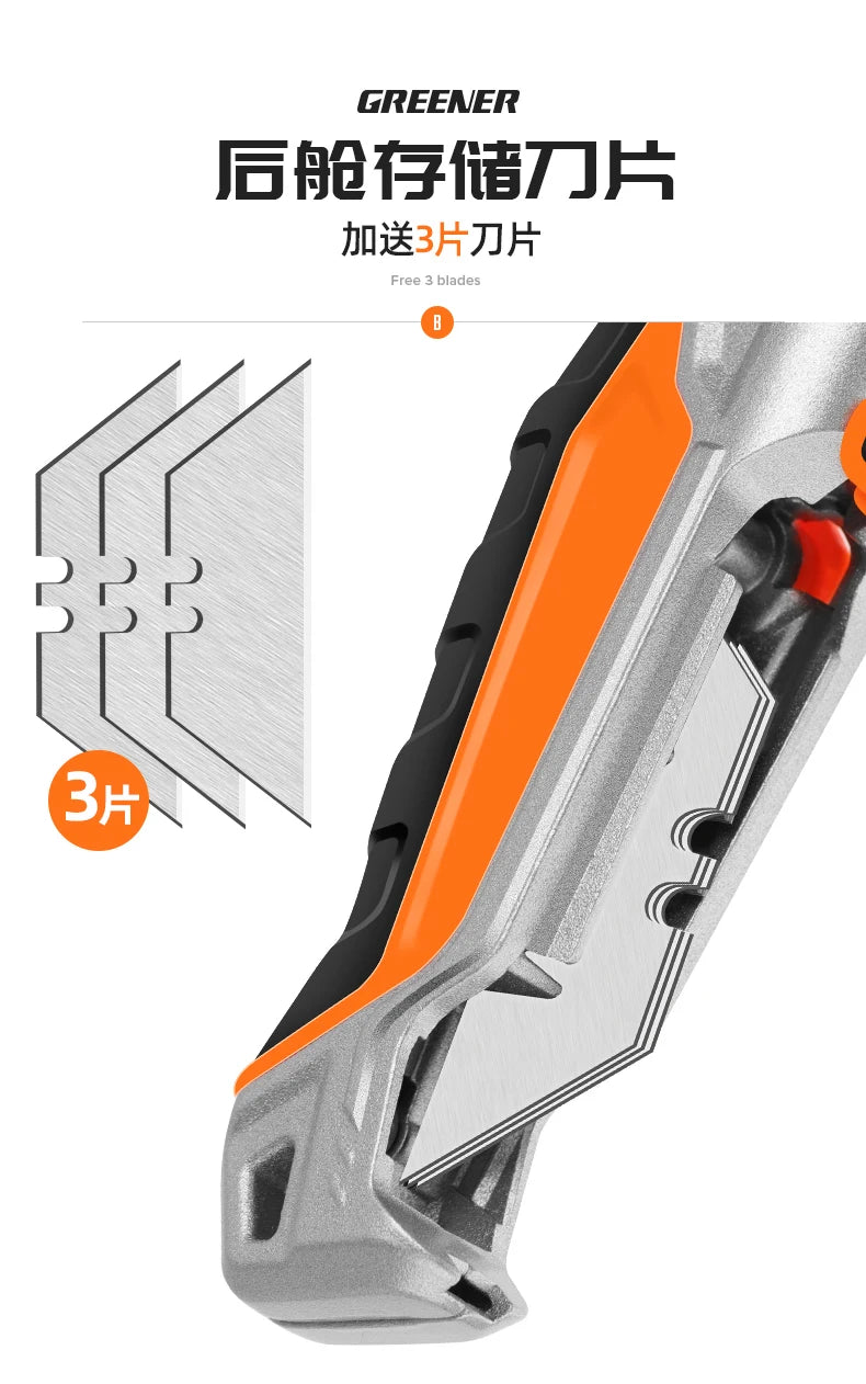 Greener Folding Zinc Alloy Heavy Duty Box Cutter Multifunctional Thickening Tool Wallpaper Utility Knife Paper Cutting