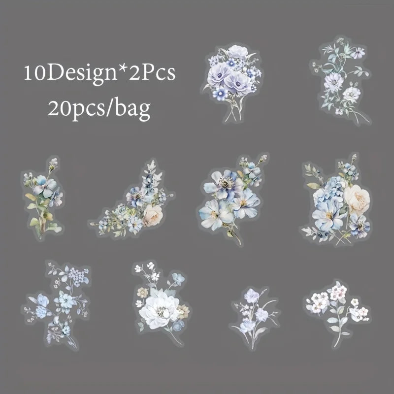 Mr.Paper,20PCS, Plant Themed Stickers, DIY Decorative Scrapbook Notebook Photo Frame Diary Stationery Flower Leaf Stickers Gifts