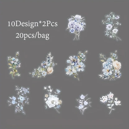 Mr.Paper,20PCS, Plant Themed Stickers, DIY Decorative Scrapbook Notebook Photo Frame Diary Stationery Flower Leaf Stickers Gifts