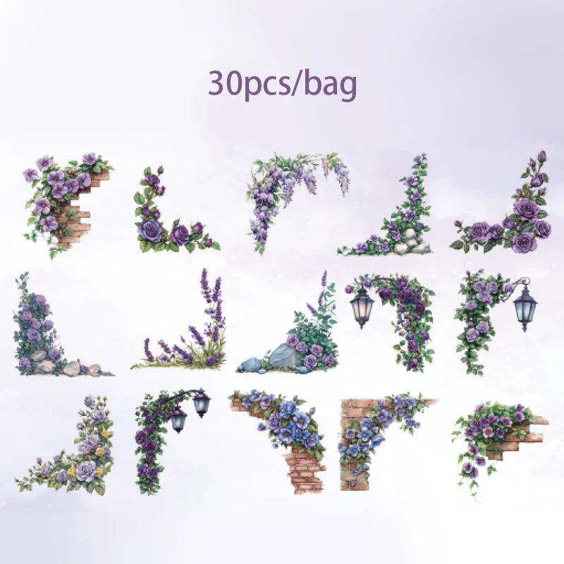 Mr. Paper 6Style 30Pcs/bag Courtyard Corner Series Edge Stickers DIY Handbook Material Decorative Scrapbook Photo Frame Calendar