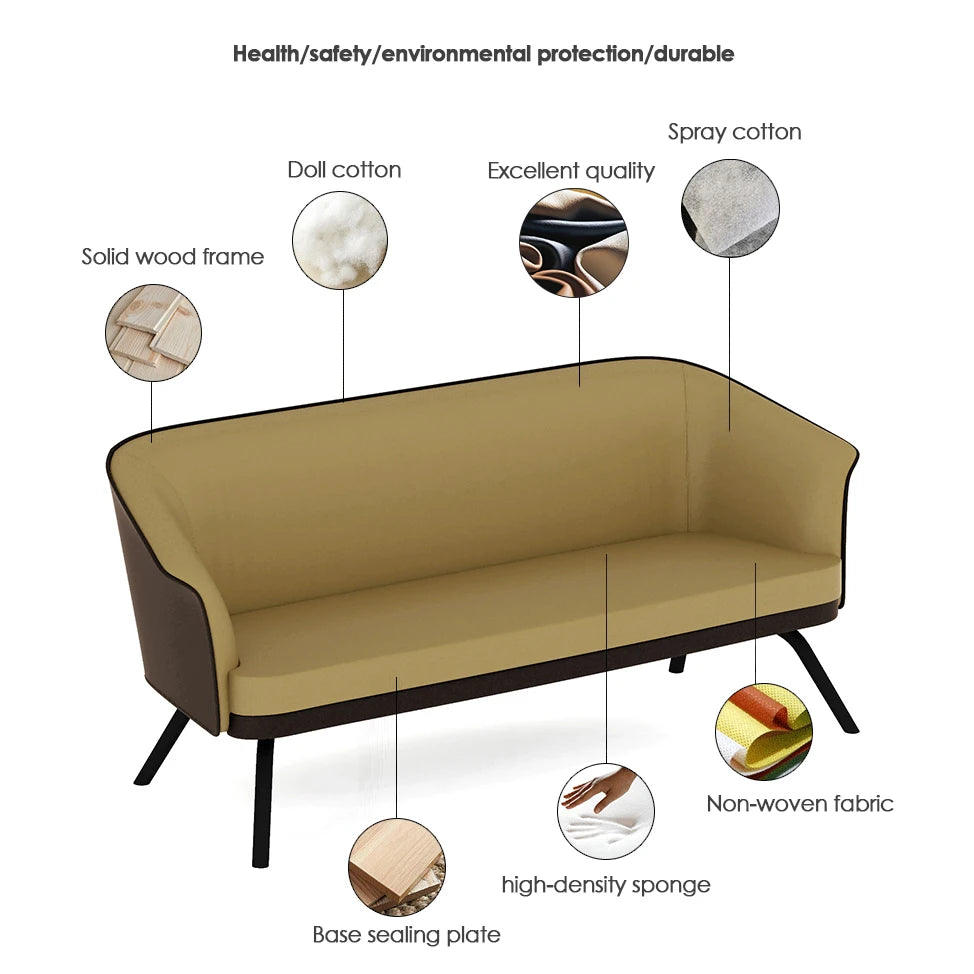 Office Executive Commercial Sofa Furniture Modern Leather Sofa with Wood Frame Modern Luxury Color Pu Leather High End Black