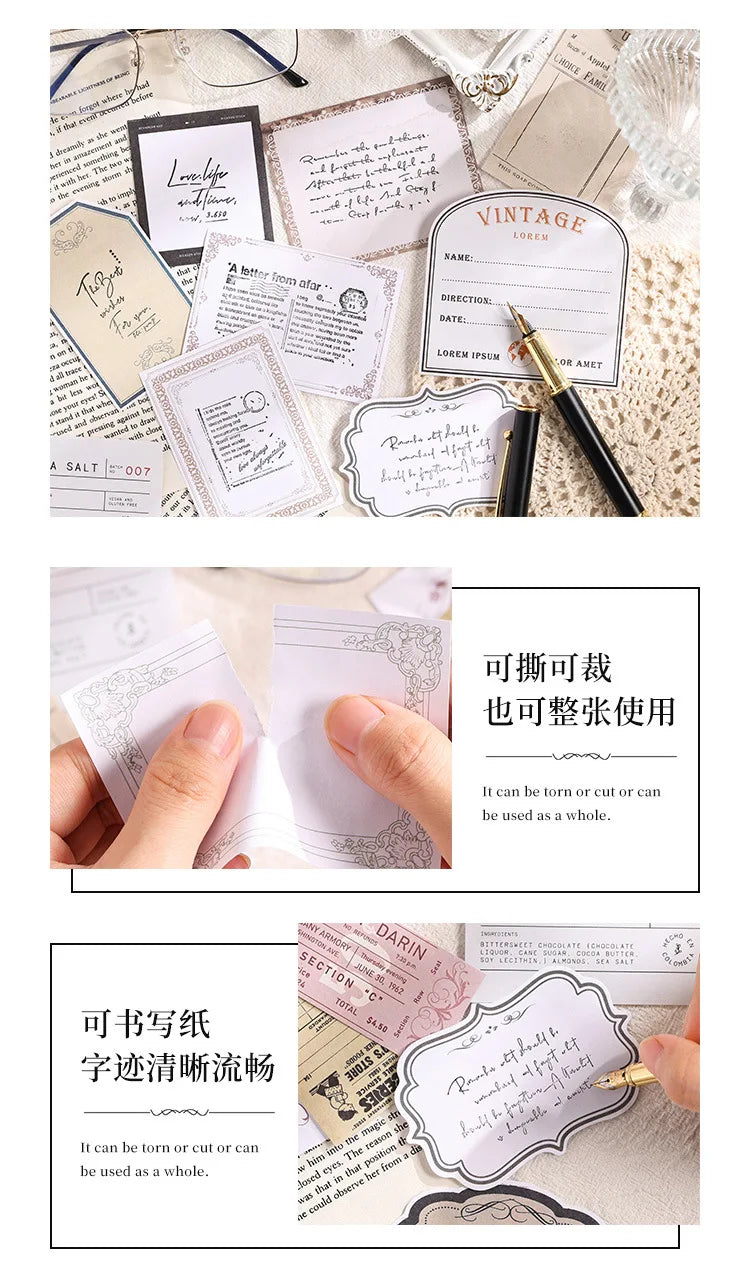 Mr. Paper, Retro Writing Bordered Message Paper, Scrapbook Supplies, Desktop Message, Decorative Notebook Photo Frame 100pcs