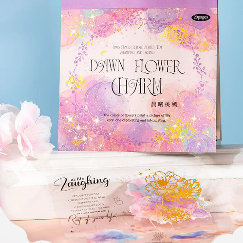 Mr Paper 20Pcs/bag Flower Watercolour Dyeing Foil Stamping Die-cut Sticker Book DIY Handbook Photo Frame Album Calendar