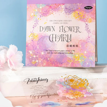 Mr Paper 20Pcs/bag Flower Watercolour Dyeing Foil Stamping Die-cut Sticker Book DIY Handbook Photo Frame Album Calendar