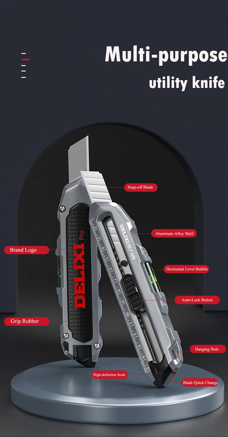 Multifunctional Utility Knife with Ruler and Level High Quality Cutting Tool Heavy-Duty All Steel Thickened Wallpaper Knife