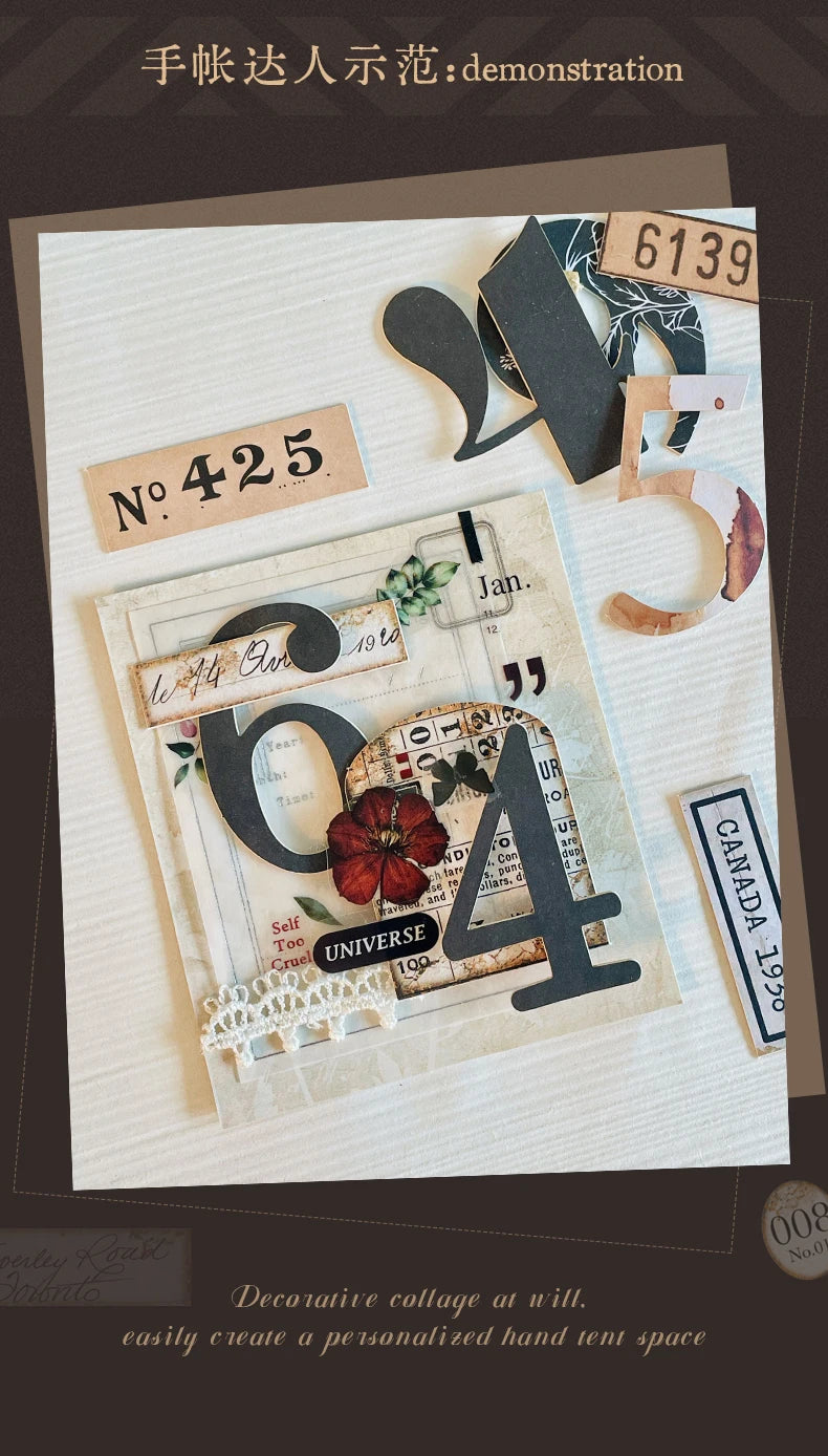 Journal GO 20pcs Creative Hard Card Vintage Numbers Stickers for Photo Frame Scrapbooking Journaling diy Retro Number Sticker