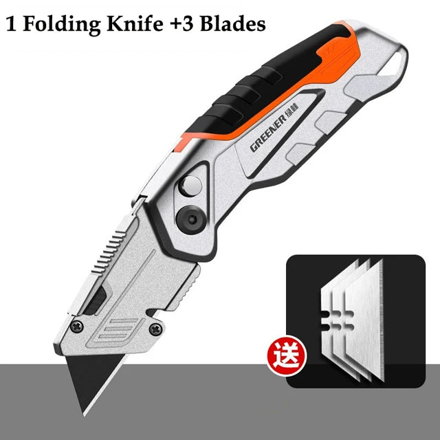 Greener Folding Zinc Alloy Heavy Duty Box Cutter Multifunctional Thickening Tool Wallpaper Utility Knife Paper Cutting